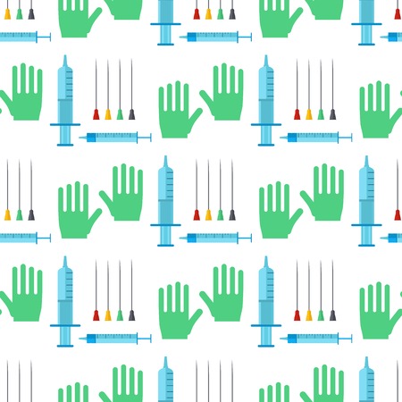 Syringe seamless pattern background cartoon illustration hospital injection medical inject medication needle vaccination vectorのイラスト素材