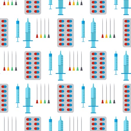 Syringe seamless pattern background cartoon illustration hospital injection medical inject medication needle vaccination vectorのイラスト素材
