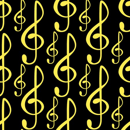 Notes music melody colorfull musician symbols sound melody text writting audio symphony vector illustration. Music sign elements seamless pattern backgroundのイラスト素材