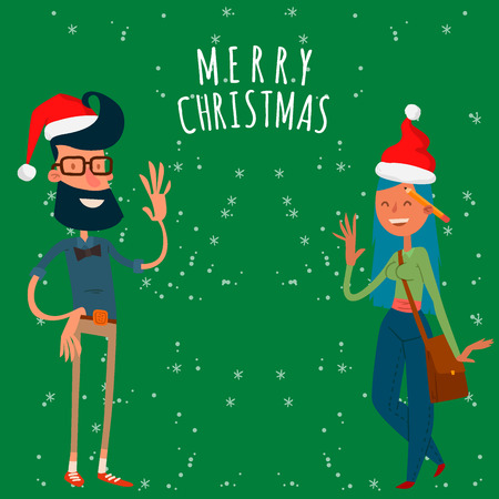 Christmas greeting card business people vector background banner holidays winter xmas hand draw businessman congratulation New Year brochure illustration.のイラスト素材