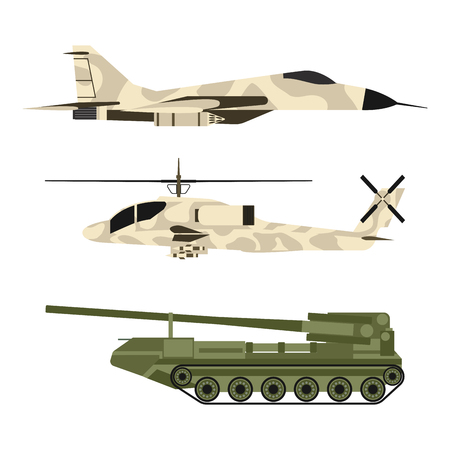 Military army transport technic vector war tanks industry technic armor system armored army personnel camouflage carriers weapon illustration.のイラスト素材