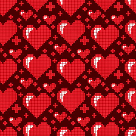 Simple red heart sharp vector seamless pattern background pink color card beautiful celebrate bright...