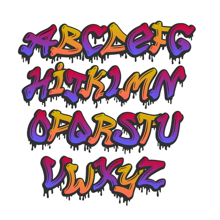 Graffity alphabet vector hand drawn grunge font paint symbol design ink style texture typesetのイラスト素材