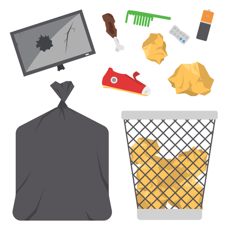 Recycling garbage vector waste management ecology industry concept. waste sorting illustration.のイラスト素材