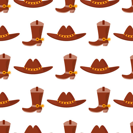 Wild west cowboy vector cloth rodeo equipment accessories seamless pattern background illustrationのイラスト素材