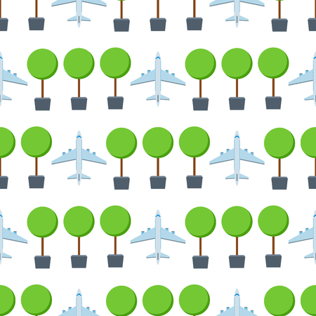 Airplane seamless pattern background vector illustration top view plane and aircraft transportation travel way design journey object.のイラスト素材