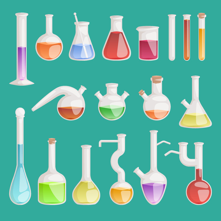 Different type Chemical laboratory flask vectorのイラスト素材