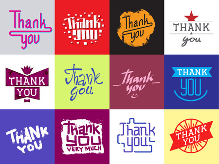 Thank you stylized card template set Vector illustration.のイラスト素材