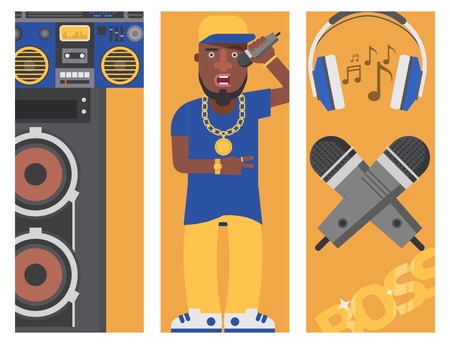 Hip-hop man accessory vector illustration.のイラスト素材