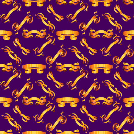 Realistic gold Ribbons seamless pattern background.のイラスト素材