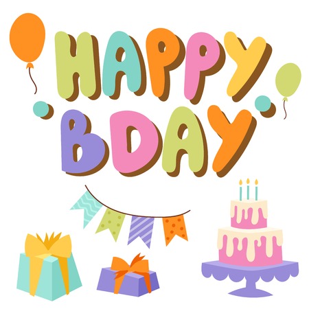 Happy birthday balloon decorationのイラスト素材