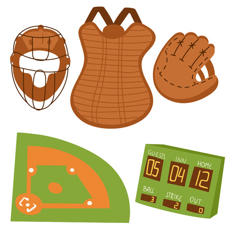 Baseball sport icons set vector illustrationのイラスト素材