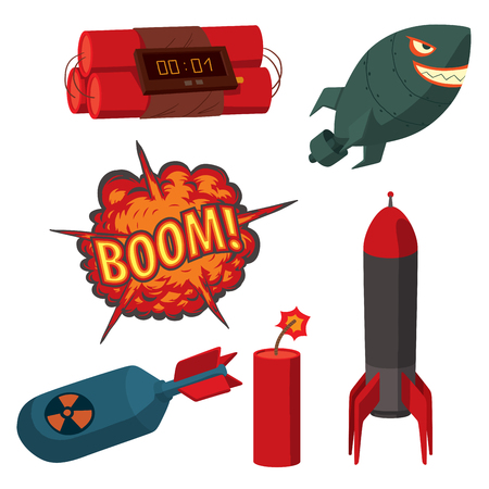 Bomb dynamite fuse vector illustration grenade attack power ball burning detonation explosion fire military destruction design aggression.のイラスト素材