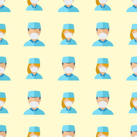 Doctors profession charactsers seamless pattern background ector medical people vector illustration of man and woman flat style medicine worker.のイラスト素材