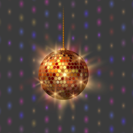 Disco ball discotheque dance music party equipment vector illustration. Shiny music entertainment party night club danceのイラスト素材