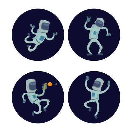 An Astronaut in space vector character having fun spaceman galaxy cosmos atmosphere astronautics system fantasy traveler man.のイラスト素材