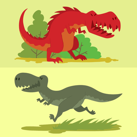 Dinosaurs vector dino animal tyrannosaurus t-rex danger creature force wild jurassic predator prehistoric extinct illustration.の写真素材
