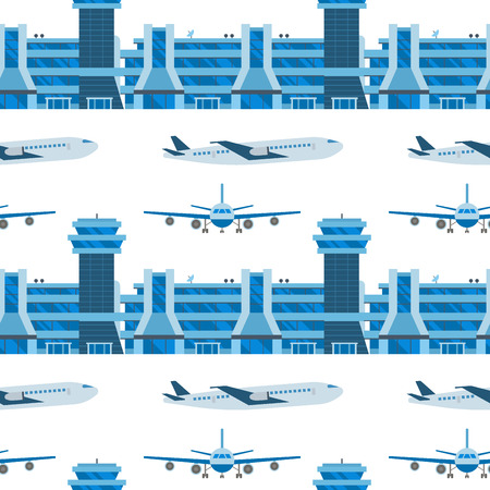 Airplane seamless pattern background vector illustration top view plane and aircraft transportation travel way design journey object.のイラスト素材