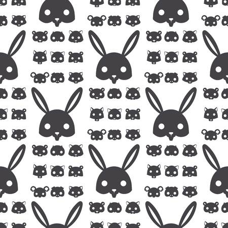 Animals carnival mask vector festival decoration masquerade party costume head decor celebration seamless pattern background illustration.のイラスト素材
