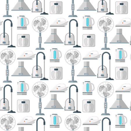 Home appliances vector domestic household equipment kitchen electrical domestic technology for homework tools seamless pattern background illustrationの写真素材
