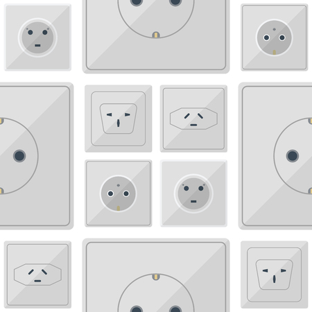 Electric plugs stack outlet illustration energy socket electrical outlets plugs european and usa and asia appliance interior icon. Wire cable cord plug-connection electrical outlets plugs double american.のイラスト素材