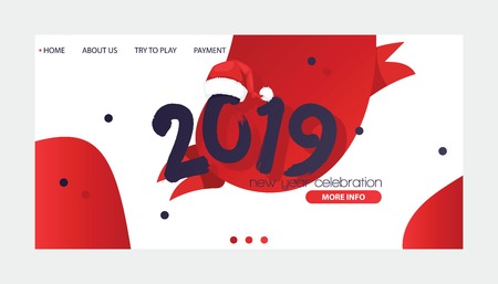 2019 happy New Year text Christmass for happy Holiday website banner horisontal poster calendar print colored design Xmas new web design illustration for company greeting card.のイラスト素材