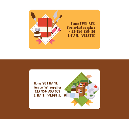 Art studio vector studying in art-schoolwith artist tools watercolor paint brushes palette for color paints artwork backdrop illustration artistic painting set of background.のイラスト素材