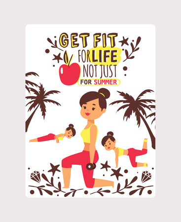 Workout vector pattern fitness sportive girl character illustration female athletic sport training exercises backdrop healthy lifestyle of beautiful woman athlete background.のイラスト素材