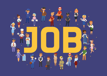 Job Agency Vector Woman Man Character Work Doctor Teacher Waitress