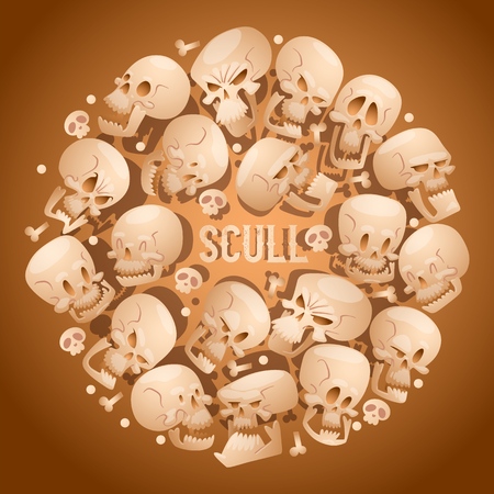 Skull pattern vector dead head crossbones human tattoo illustration thick-skulled set of horror symbol of death evil on halloween background wallpaper banner.のイラスト素材