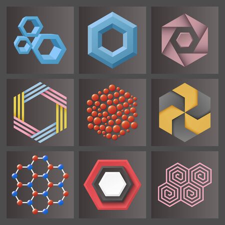 Hexagon design geometric elements honeycombs abstract geometric modern business technologies vector illustration.のイラスト素材