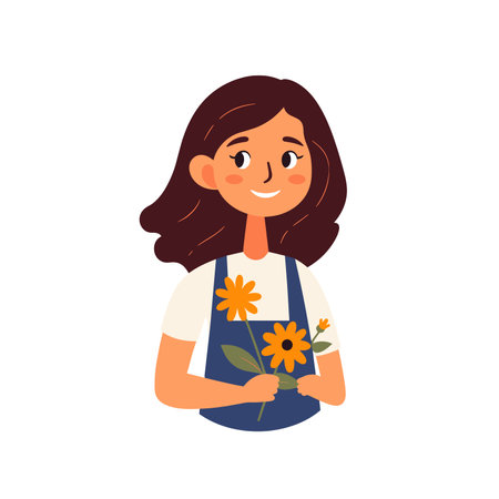 A person with blonde hair is playing an acoustic guitar in this vector illustration.のイラスト素材