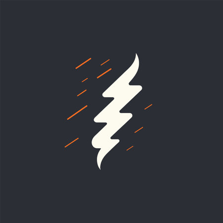 Abstract zigzag lightning bolt design with dynamic lines on a dark background. Creative energy and power concept vector illustration.のイラスト素材