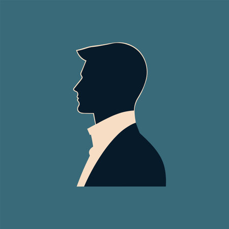 Profile of a businessman in silhouette. Male executive in suit, formal style. Corporate identity and branding vector illustration.のイラスト素材
