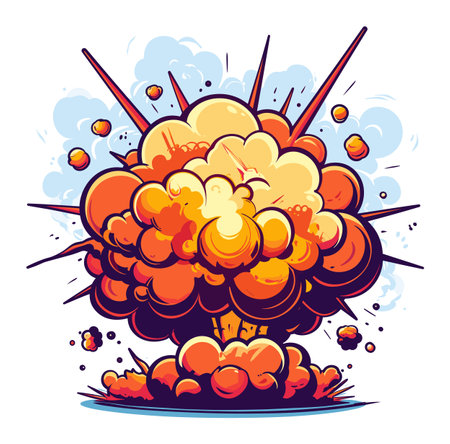Colorful cartoon style explosion with clouds and sparks. Dynamite blast comic effect for animation....