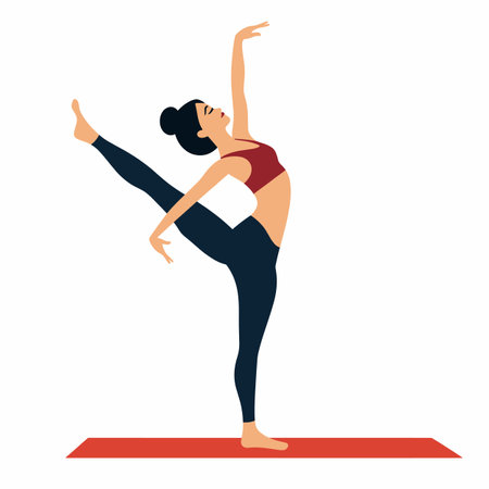 Young female practicing yoga pose studio. Woman fitness exercise yoga isolated white background. Fitness model demonstrating advanced postureのイラスト素材