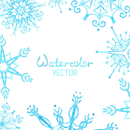 watercolor background. Christmas snowflakes on white background.のイラスト素材