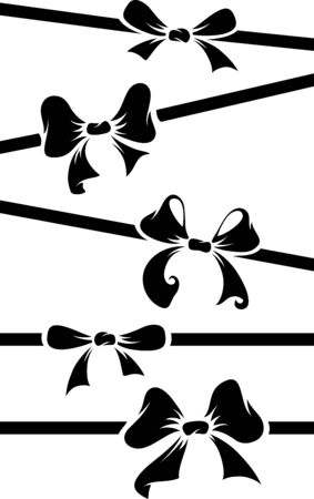 Black bows and ribbons isolated on white background. Vector illustration for your festive design. EPS 8.のイラスト素材