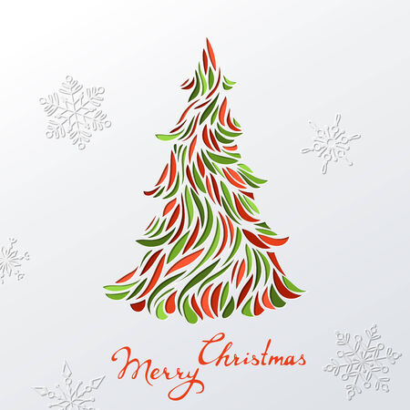 Festive Christmas tree. Vector template. There is place for your text.のイラスト素材