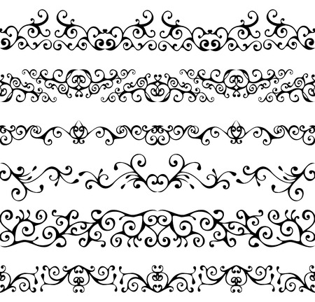 Six various elements for your design isolated on white background. Can be used for vintage frames. EPS 8.のイラスト素材