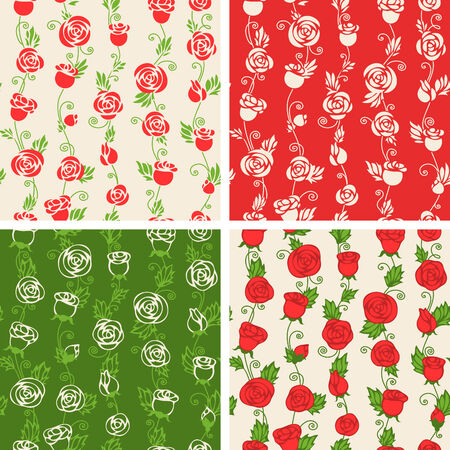 Four patterns of roses. Seamless pattern can be used for wallpapers, web page backgrounds or wrapping papers. EPS 8..のイラスト素材