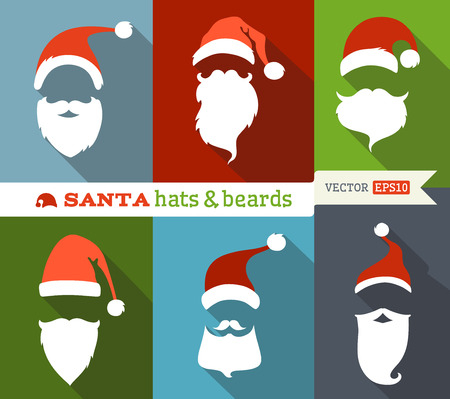 Flat Christmas icons with long shadow. Retro design.のイラスト素材