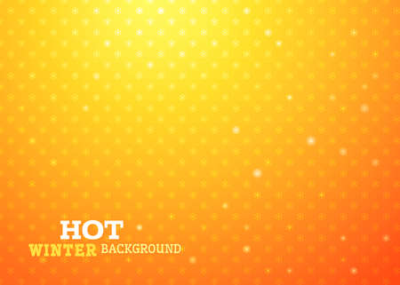 Yellow snowflakes on bright orange background. There is place for your text.のイラスト素材