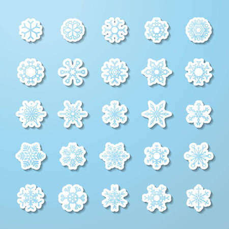 Paper icons on blue background for your winter design.のイラスト素材