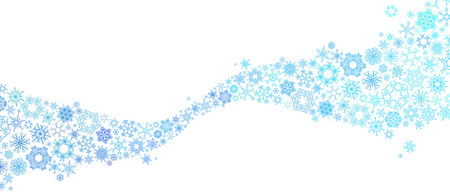 Set of blue snowflakes on white background. Snowflakes abstract wave.のイラスト素材
