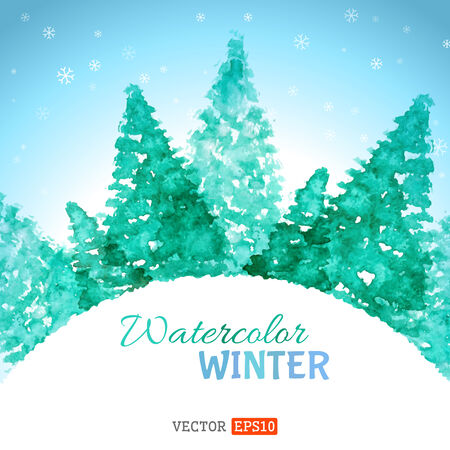 Hand-drawn winter landscape. There is place for your text.のイラスト素材