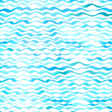 Blue watercolour waves on white background.のイラスト素材