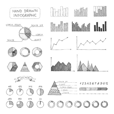 Doodles hand-drawn pencil elements isolated on white background.のイラスト素材