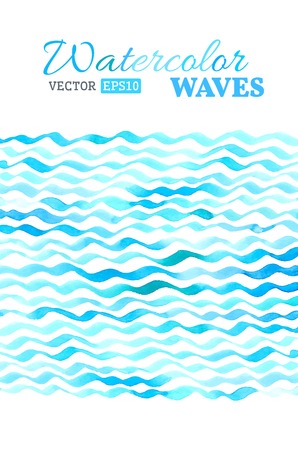 Blue watercolor waves isolated on white background. のイラスト素材