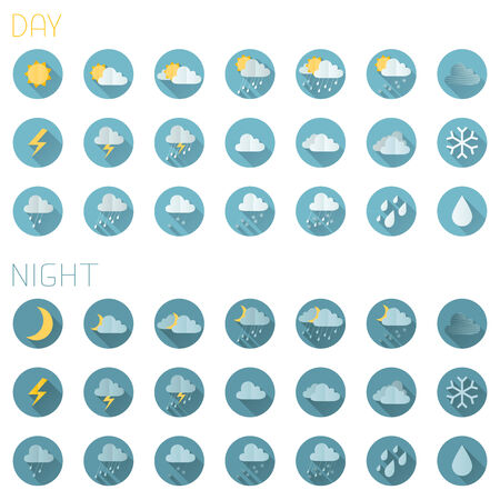 Day and night icons. Flat shadows.のイラスト素材